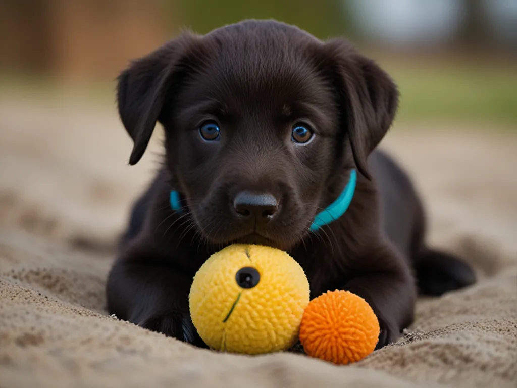 Labrador puppy med leksak